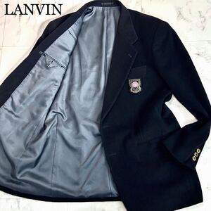 【ほぼ未使用】幻の最高級カシミヤ★メタルロゴ金ボタン★XL!! LANVIN ランバン【世界最高レア素材】立体エンブレムテーラードジャケット黒