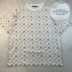 現行23AW◎LOUIS VUITTON ルイヴィトン カットソー Tシャツ 半袖 トップス モノグラム 近年 ホワイト 白 ベージュ クルーネック ロゴ 総柄 