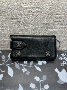 綺麗目 確実正規品 クロムハーツ キーケース シルバー×本革 Chrome Hearts KEY CASE 車キーケース 迫力感あり