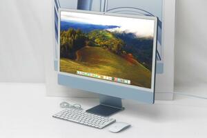 美品｜Apple iMac 24インチ Retina 4.5Kディスプレイモデル MQRR3J/A ブルー M3チップ メモリ8GB SSD512GB HA03-T1416-3