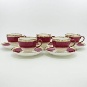 ウェッジウッド カップ＆ソーサー■ユーランダーパウダー ルビー ティーC&S 5客セット WEDGWOOD 1級品