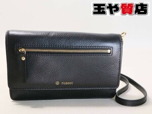 ラシット ミニチェーン ショルダー バック レザー 黒 RT15E1298120100 新品同様