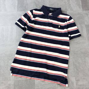 Polo by Ralph Lauren ポロラルフローレン ボーダー半袖ポロシャツ　鹿の子　半袖シャツ　ネイビー系　サイズ160