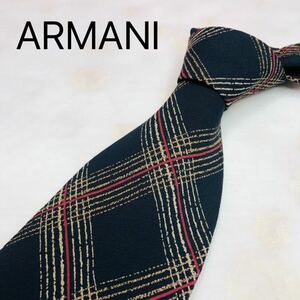 ARMANI アルマーニ　ネクタイ　ハイブランド　ブラックストライプ柄　高級シルク100%