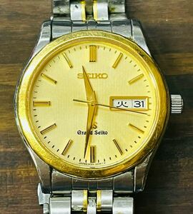 ◇1円 ★ 稼働品 セイコー SEIKO グランドセイコー デイデイト 腕時計 9F83-0AA0 18KT+SS クォーツ メンズ used