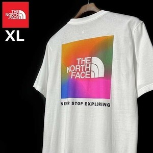 1円～!売切!【正規新品】THE NORTH FACE◆SHORT-SLEEVE BOX NSE TEE 半袖 Tシャツ US限定 ボックスロゴ レインボー 登山(XL)白 180902-15