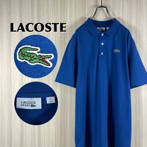 【王道クラシカル】【入手困難】【ビッグサイズ】LACOSTE ラコステ ワニ ロゴボタン 半袖ポロシャツ サイズ7 ブルー 青 XXL フレンチ古着