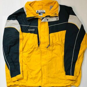 ビッグサイズ　コロンビア　Columbia 2XL 裏メッシュ　スリートーン　ナイロン　マウンテンジャケット　イエロー×チャコール×シルバー