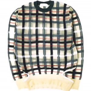 TOGA PULLA トーガ プルラ 18SS Check knit pullover チェックニットプルオーバー TP81-XN215 36 ベージュ セーター クルーネック g19699