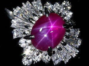 KV14131T【1円～】新品【RK宝石】≪Star Ruby≫ 極上非加熱スタールビー 0.92ct 極上ダイヤモンド 総計0.56ct Pt900 高級リング ダイヤ