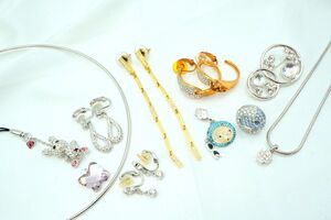 1円〜 スワロフスキー アクセサリー 11点セット まとめ売り ネックレス イヤリング ピアス チャーム ブローチ SWAROVSKI 0656k