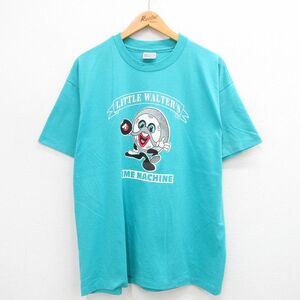 XL/古着 ヘインズ 半袖 ビンテージ Tシャツ メンズ 90s タイムマシーン クルーネック 青緑 spe 24jul10 中古