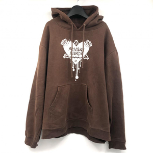 【中古】90s Stussy HURT HOODY サイズXL ブラウン フェード有 ステューシー[240017661889]