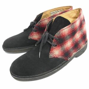 ●Clarks Woolrich クラークス デザートブーツ Woolrich ウールリッチ チャッカブーツ チェック ブラック スエード メンズ