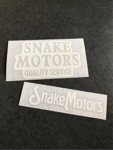 送料無料♪ SnakeMotors ステッカー 白色 2枚セット アメ車 旧車 トラック 世田谷 ハーレー カブ US 世田谷ベース ステンシル