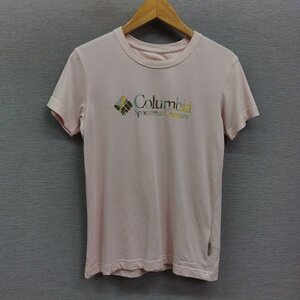 G83 Colombia コロンビア スポーツ ウェア 半袖 Tシャツ カットソー アウトドア フロント ロゴ プリント コットン ポリエステル ピンク L