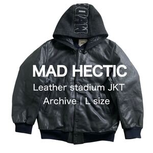 RARE REALMAD HECTIC レザーフードスタジアムジャンパー archive Lサイズ Leather stadium jacket GOOD ENOUGH グッドイナフ アーカイブ