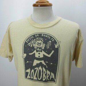 60s70s　アメリカ製　 Tシャツ XL ベージュ　キャラクター　サンタフェ　染み込み　オールド　ビンテージ　アメカジ古着　sy3566