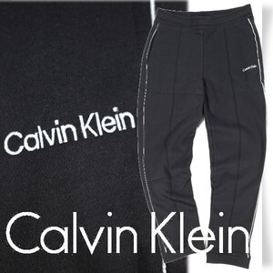 新品1円～★定価1.5万 Calvin Klein カルバンクライン メンズ 秋冬 裏地ボア ロゴ スウェットパンツ M ジョガーパンツ 綿 黒◆5356◆