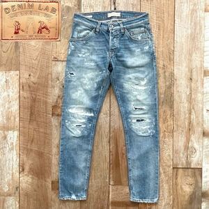 【極美品】SIVIGLIA DENIM LAB シビリア ダメージ加工 テーパード デニム パンツ 28 ブルー ストラスブルゴ取扱