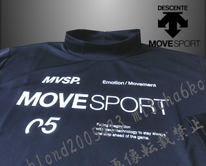 ■新品【DESCENTE MOVE SPORT】デサントムーヴスポーツ 吸汗速乾 前面BIGロゴ 長袖モックネックシャツ■NV/L