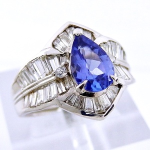 Pt900 ★リング タンザナイト1.21ct ◇ダイヤモンド1.28ct ●15号 ■ソーティング付き 【中古】 /s22272