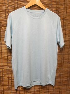 ■無印良品 MUJI / UVカット 涼感クルーネック半袖Tシャツ ライトブルー 水色 L 試着のみ muji walker