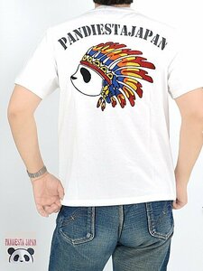 PANDIAN半袖Tシャツ◆PANDIESTA JAPAN ホワイトLサイズ 523703 パンディエスタジャパン パンダ インディアン ネイティブ 刺繍