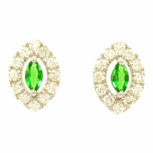 ジュエリー グロッシュラーガーネット ダイヤ ピアス ブランドオフ JEWELRY Pt900プラチナ ピアス PT900 中古 レディース