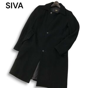 SIVA シヴァ 秋冬★ ツイード調 ロング コート Sz.S~M位 メンズ 黒　I5T00077_1#N