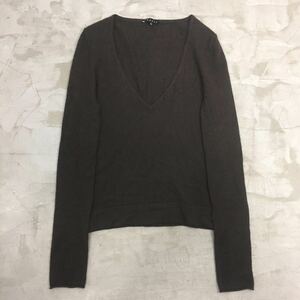 【送料360円】カシミヤ100% theory セオリー カシミア ニットセーター ブラウン サイズ2 Vネック 長袖 無地 レディース 女性 C-123