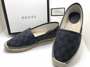 キングラム[05]GUCCI[グッチ]GGキャンバス エスパドリーユ フラットシューズ★極美品★サイズ36 1/2(23.5cm) ブラック【送料無料】3134