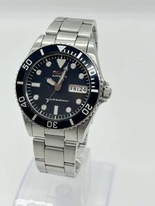 1円 稼働品 SEIKO 7S26-0050 ダイバー 自動巻き 黒文字盤 デイデイト 腕時計 純正ベルト メンズ