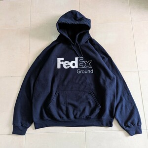 90s FedEx　スウェットパーカー　ネイビー　XL　企業