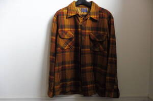 当時物 PENDLETON ペンドルトン vintage 60s ウールチェック シャドー シャツ Lサイズ USA製 オンブレ ヴィンテージ 両フラップ BOXシャツ