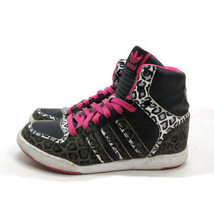 a■【23.5cm】アディダス/Adidas FUNFLYER MID ヒョウ柄 スニーカー 黒/LADIES/294【中古】