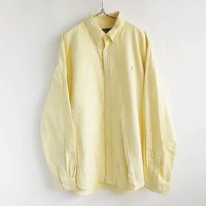 Ralph Lauren オックスフォード ボタンダウン 長袖シャツ XXL イエロー系 BD 大きいサイズ ラルフローレン ビンテージ D143-14-0035XVW