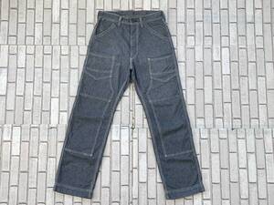 ＵＳＥＤ　フリーホイーラーズ FREEWHEELERS　デリックマン ピンストライプ ダブルニー ワークパンツ　サイズ２８　UNION SPECIAL OVERALLS