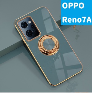 oppo reno7a　スマホケース リング付き グレー