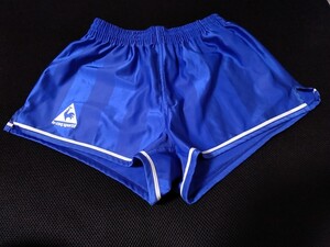 ルコック　サッカー短パン　光沢ブルー　メンズL　ベリーショートパンツ　レトロ　ビンテージ