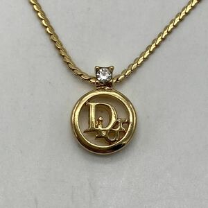 Christian Dior クリスチャン ディオール ネックレス ロゴ ラウンド 1Pストーン ゴールド アクセサリー P1869