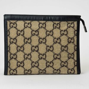 グッチ ウール クラッチバッグ GG柄 ベージュ セカンドバッグ 597634 レディース GUCCI 中古