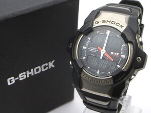 1000円スタート 腕時計 CASIO カシオ G-SHOCK GIES ジーズ 2301 GS-300 クオーツ QZ ブラック文字盤 デジアナ チタン 箱付 11 L60011