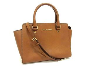 1円 ■美品■ MICHAEL KORS マイケルコース レザー 2WAY ハンドバッグ クロスボディ ショルダー 斜め掛け ブラウン系 FL0024