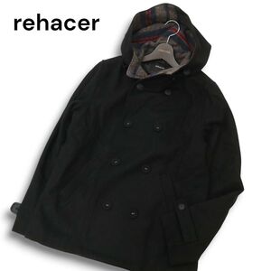 rehacer レアセル 秋冬 ウール★ フーディー Pコート Sz.M　メンズ ネイビー　C4T09472_A#N