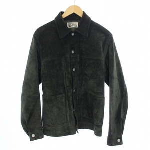 WACKO MARIA SUEDE LEATHER TRUCKER JACKET ( TYPE-1 ) スエードレザー トラッカージャケット M 緑 グリーン 22SS-WMO-BL01