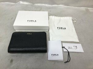 FURLA フルラ バビロン 二つ折り財布 レザー コンパクトウォレット PCX9UNO B30000 付属品あり ゴールド金具 小銭入れ ブラック