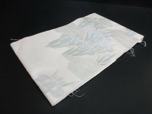 1円 良品 正絹 名古屋帯 和装 和服 紗 夏物 菖蒲 杜若 霞 九寸帯 高級 未使用【夢職】★★★