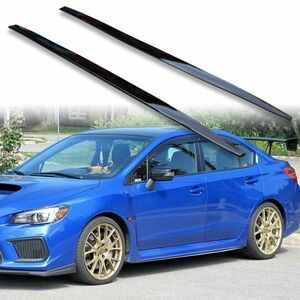 [FYRALIP]サイドスカート サイドエクステンション スポイラーフラップ スバル用 WRX STi VA型 2014-2021 PU製 艶あり黒