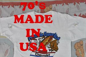 シボレー 70’ｓ Tシャツ 12871c USA製 染込プリント 綿100％